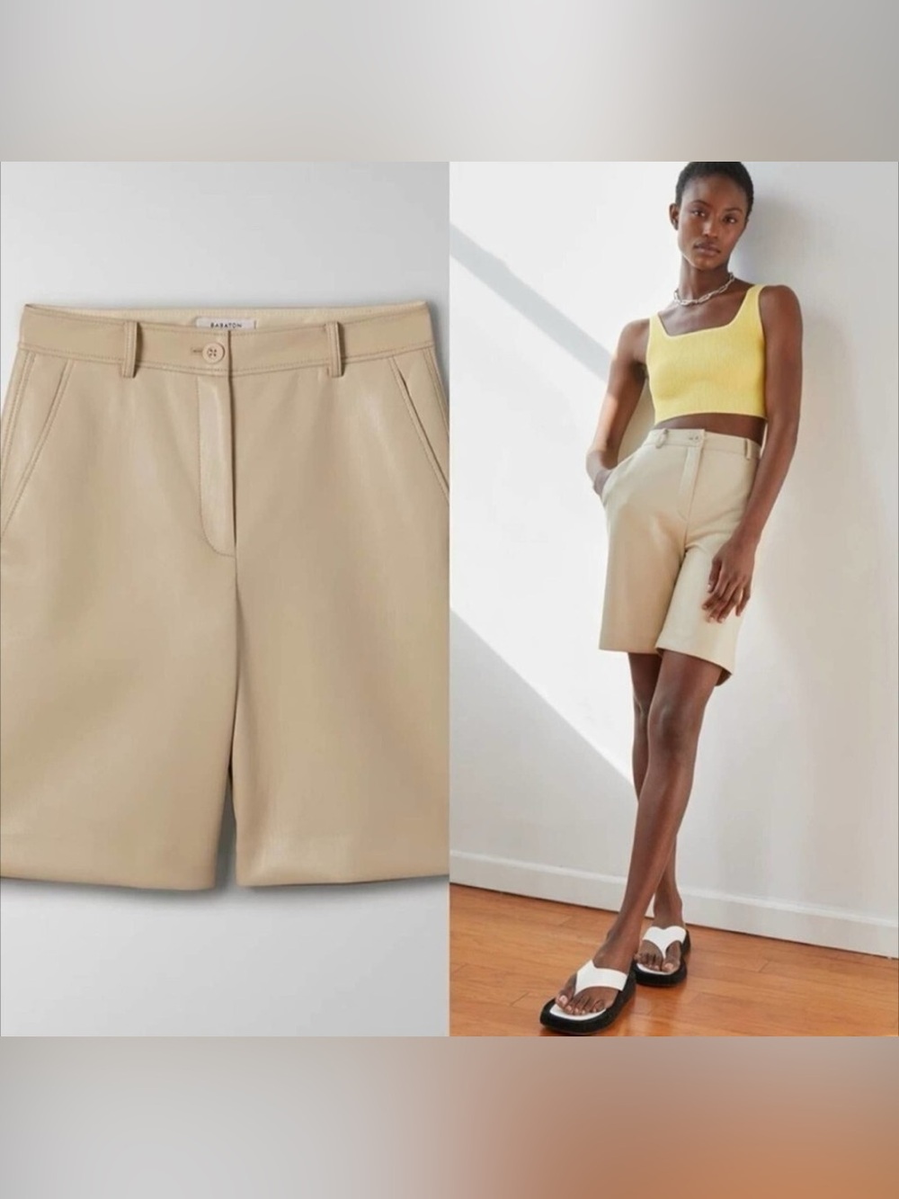 Aritzia Babaton Adrian Vegan Bermuda Faux Leather Shorts